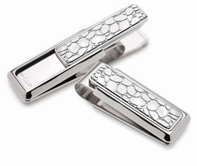 M-Clip Rhodium W/Polished River Rock Money Clip economical tiny