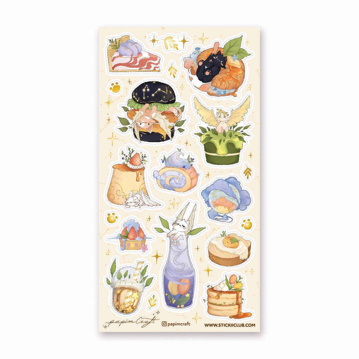 Stickii Celestial Cat Cafe Sticker Sheet glass synthetic