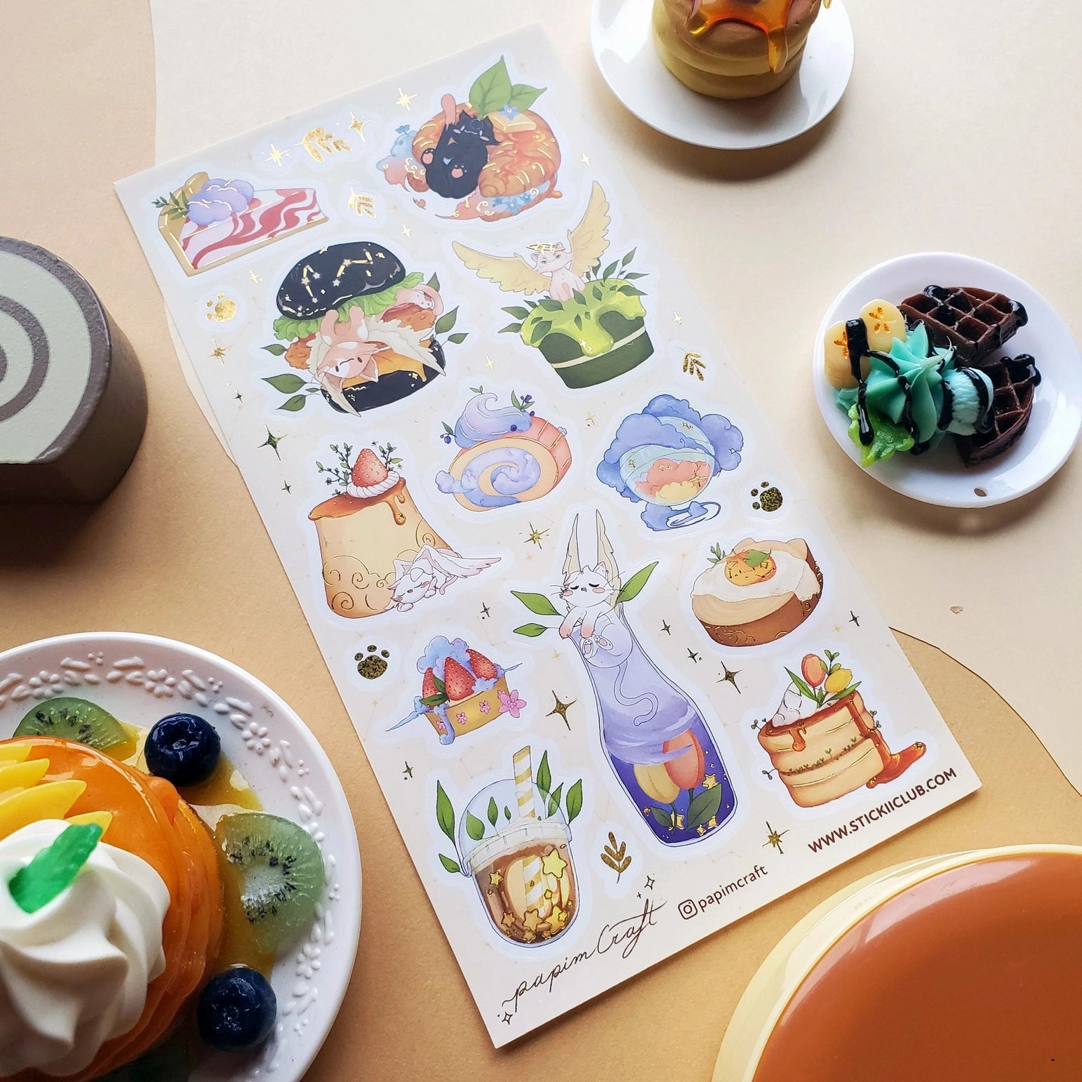 foldable plastic Stickii Celestial Cat Cafe Sticker Sheet