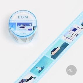 robust vintage Light Blue Film Washi Tape Clear Bgm