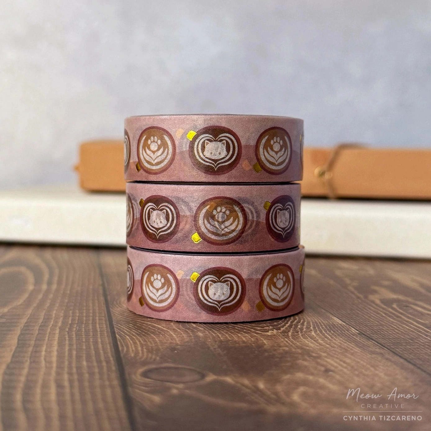 Light Roast Coffee Cats Gold Foil Washi Tape luxury