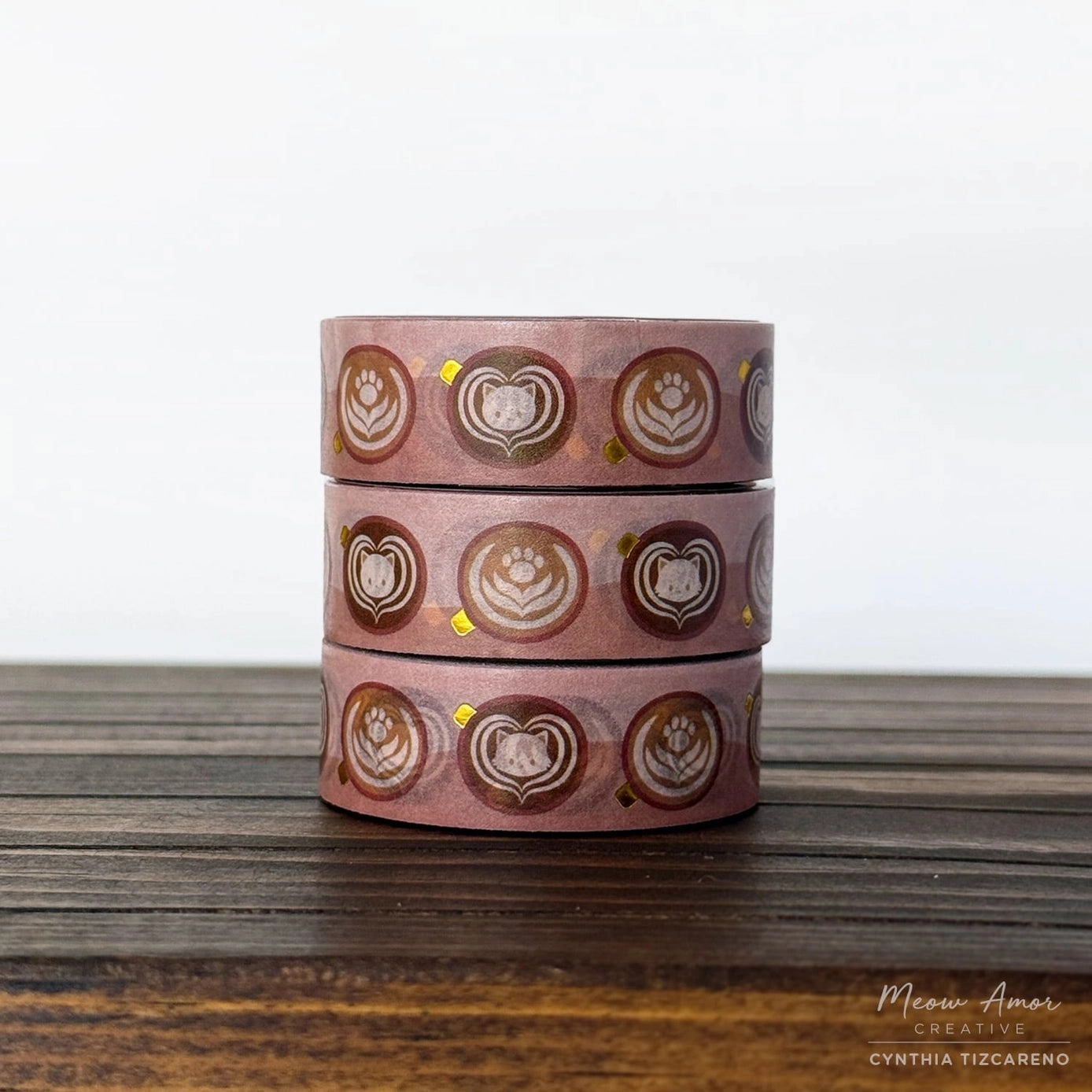 Light Roast Coffee Cats Gold Foil Washi Tape quality seasonal