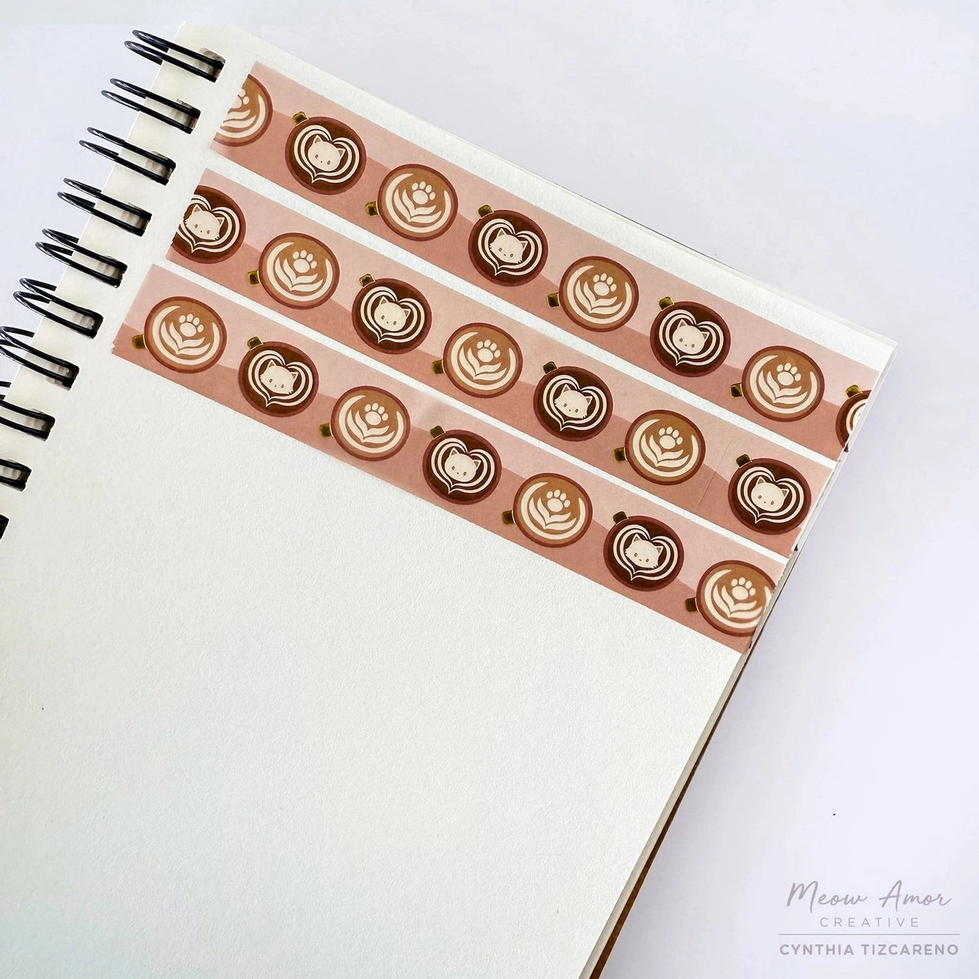 Light Roast Coffee Cats Gold Foil Washi Tape collapsible warm