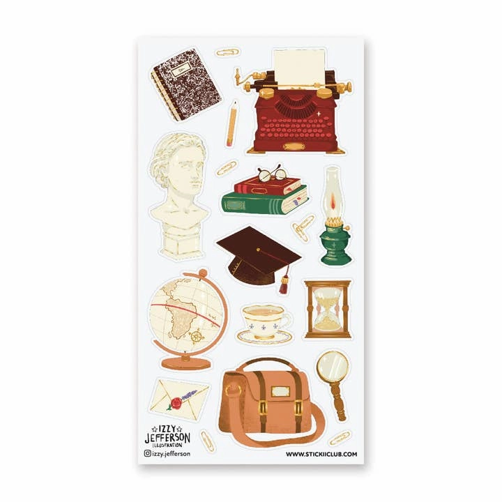 washable Classic Academia Sticker Sheet