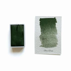 Olive Green - Artist Grade Handmade Honey Based Watercolor Paint Full Pan 3.2Ml foldable locking