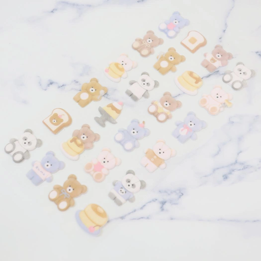Mofumofu Flocky Puffy Sticker Sheet - Bear sturdy