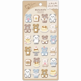 Mofumofu Flocky Puffy Sticker Sheet - Bear elegant