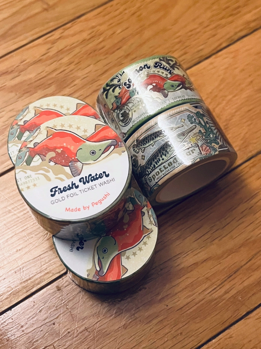 special Pegushi Washi Tape - Gold Foil Fresh Water Ticket