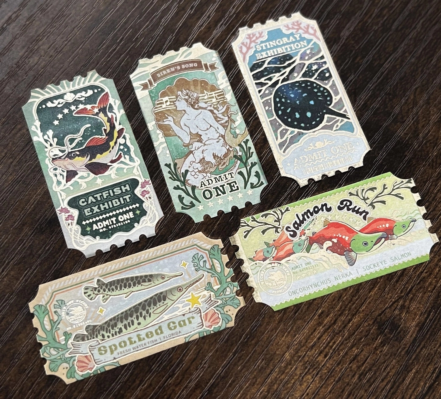 Pegushi Washi Tape - Gold Foil Fresh Water Ticket collectible durable