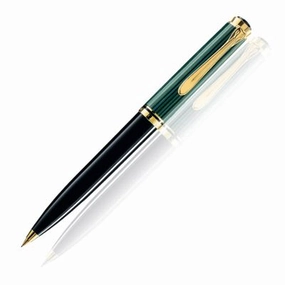 boxed Pelikan Souveran 600 Green/Black Ballpoint Pen