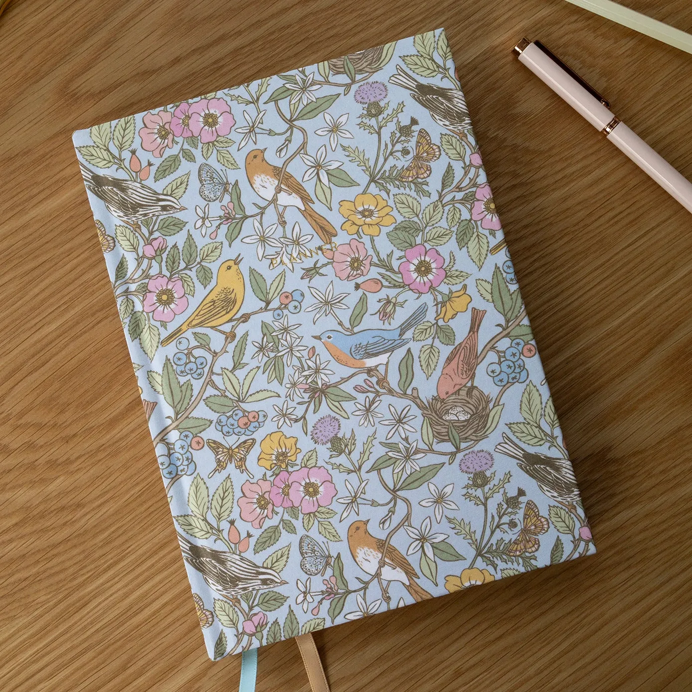 Botanica Paper Co. Linen Bound Undated Weekly Planner - Song Birds plastic
