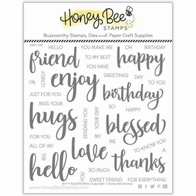 Bitty Buzzwords - 6X6 Stamp Set cotton wooden