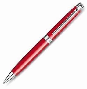 Caran D'Ache Leman Red Silver Ballpoint Pen foldable bright