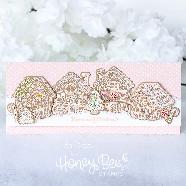 Peppermint Village - 5X6 Rubber Cling Stamp Set trendy