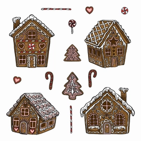wholesale Peppermint Village - 5X6 Rubber Cling Stamp Set