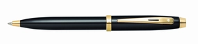 Sheaffer 100 Glossy Black Lacquer And Gold Trim Ballpoint Pen leather short