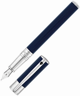 automatic sealed St Dupont D-Initial Blue & Chrome Fountain Pen