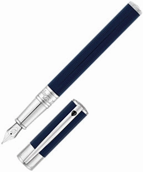 automatic sealed St Dupont D-Initial Blue & Chrome Fountain Pen