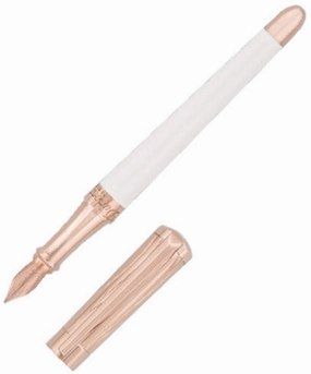 St Dupont Liberte Wave White And Pink Gold Fountain Pen metallic bundle