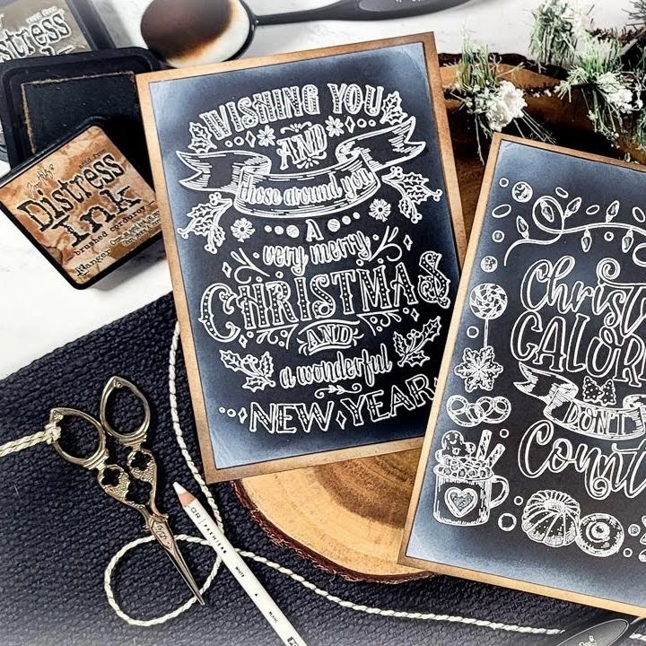 Very Merry Christmas - 5X6 Rubber Cling Background Stamp recycled