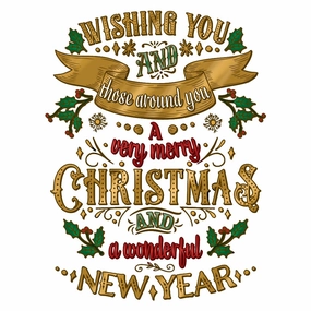 Very Merry Christmas - 5X6 Rubber Cling Background Stamp giant