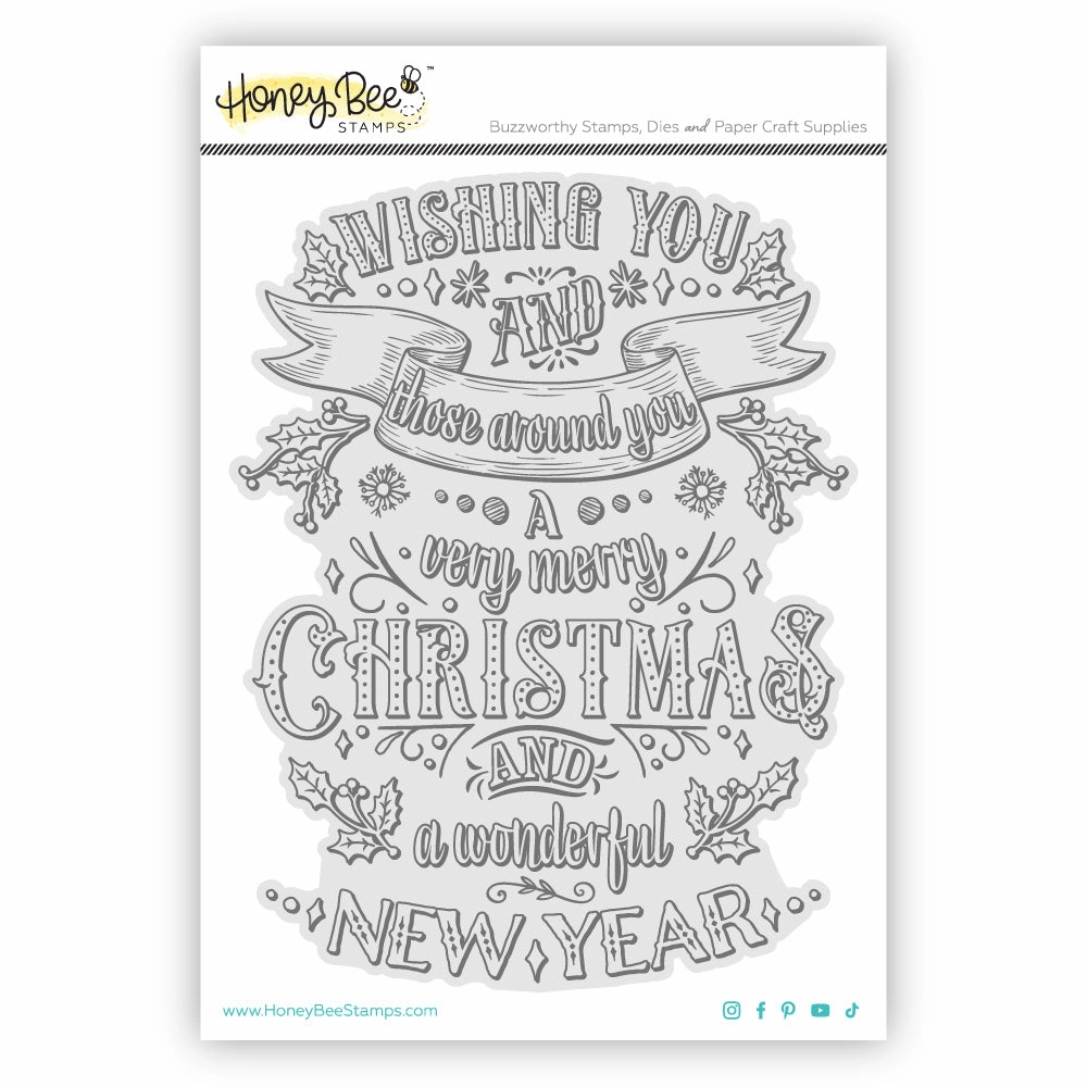 Very Merry Christmas - 5X6 Rubber Cling Background Stamp lasting soft
