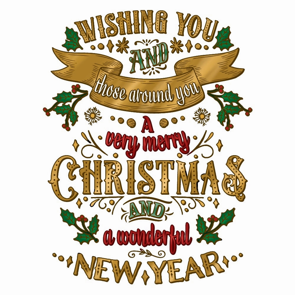 Very Merry Christmas - 5X6 Rubber Cling Background Stamp giant