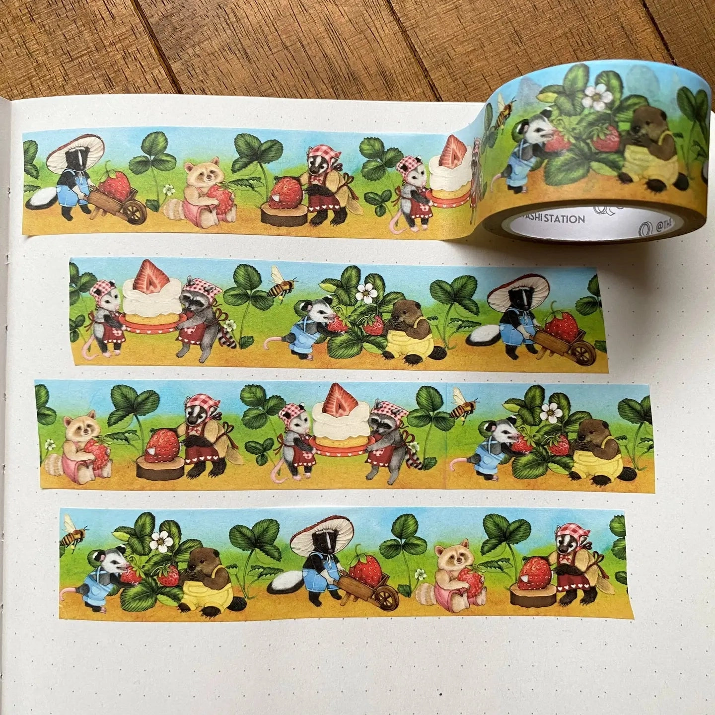 Little Strawberry Farm Critters Washi Tape wide