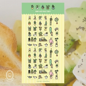 2Jingis2Jing Bunny With House Plants Sticker Sheet superior