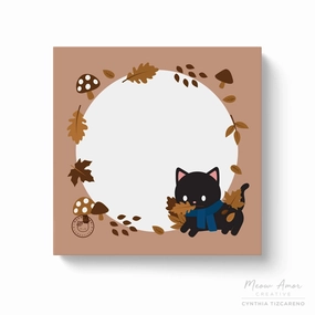 Autumn Cat Sticky Notes wide classic