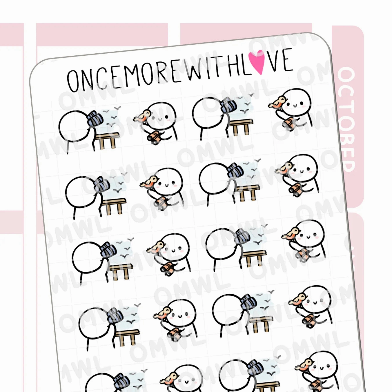 modern glossy M1389 Bird Watching Sticker Sheet