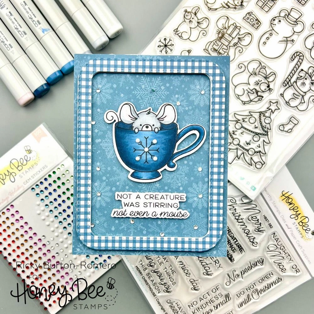 wide wooden Merry Christmouse - 4X5 Stamp Set