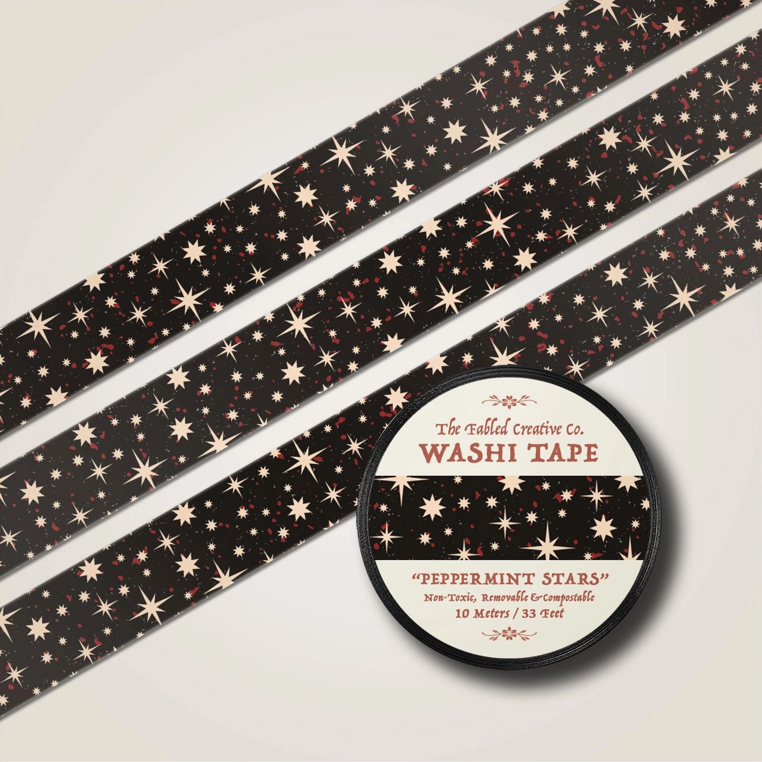 round Peppermint Stars Washi Tape