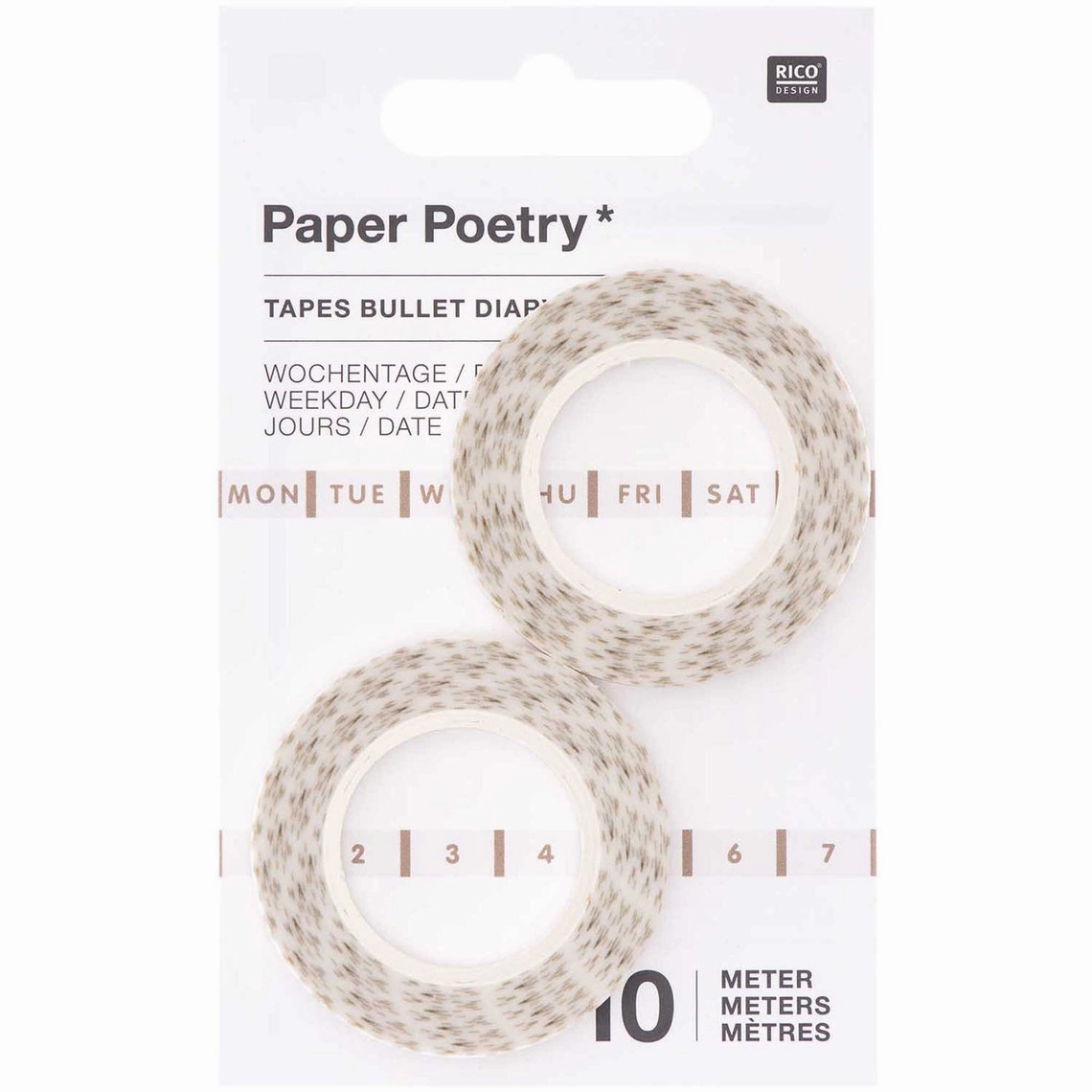 tiny heatproof Weekday Planner Tape Sets Weekdays/Date - Gold 2/Pkg