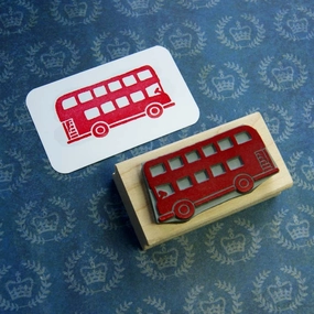 colorful London Bus Rubber Stamp