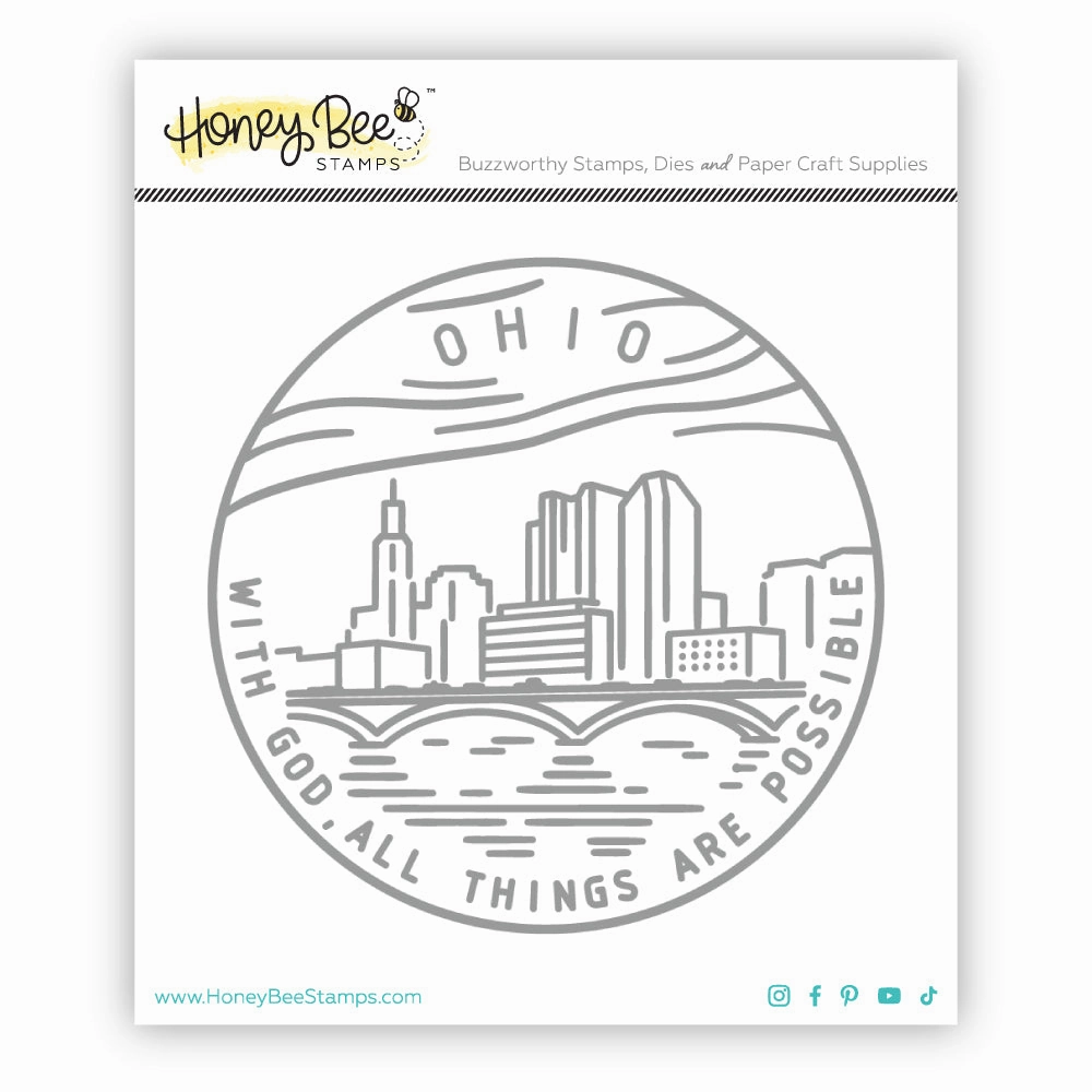 50 States Circles - 2X2 Stamp Set - Ohio round retro