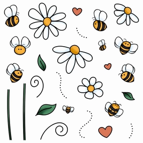 earthy Busy Bees - 4X6 Stamp Set