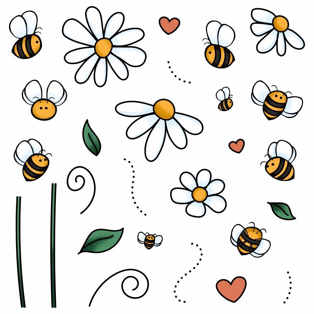 earthy Busy Bees - 4X6 Stamp Set