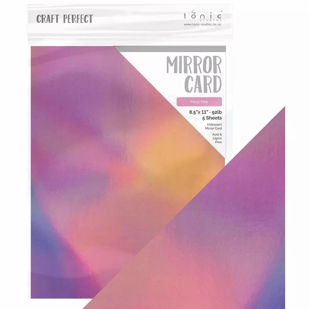 Craft Perfect Iridescent Mirror Card - 8.5X11 5/Pkg - Petal Pink washable thin