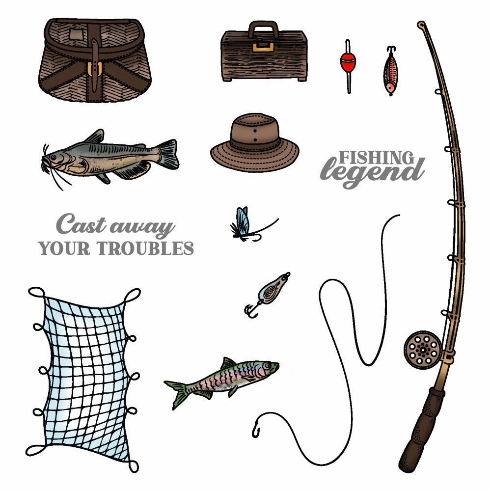 Fishing Legend - 5X6 Stamp Set wide biodegradable