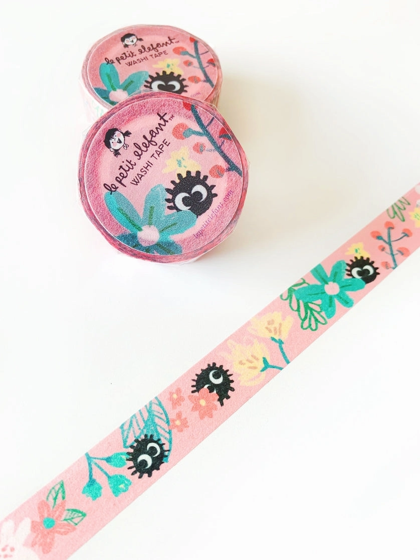 original Pink Florals Soot Balls Washi Tape