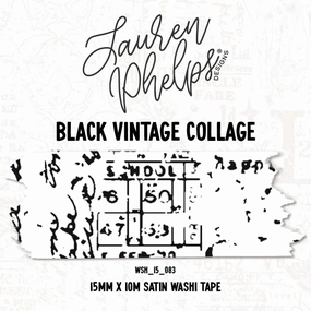 loose Lpd Black Vintage Collage 15Mm Washi