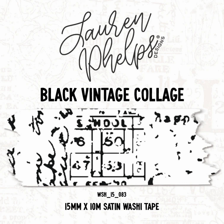 loose Lpd Black Vintage Collage 15Mm Washi
