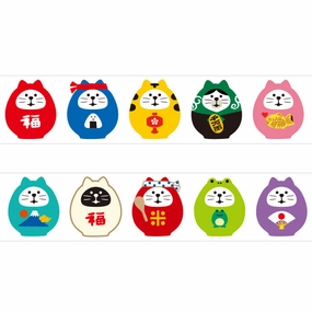 sealed soft Lucky Cat Daruma Washi Tape Concombre