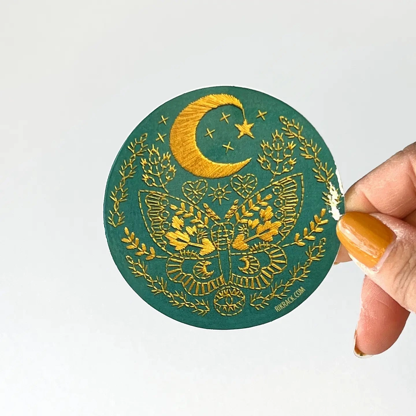 Lunar Moth 3" Vinyl Circle Sticker vintage