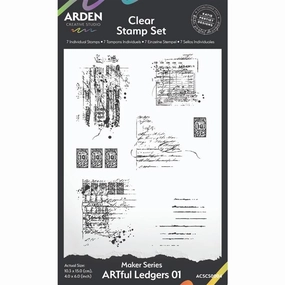 Arden Creative Studio Maker Series Artful Ledgers 01 4 In X 6 In Stamp Set linen