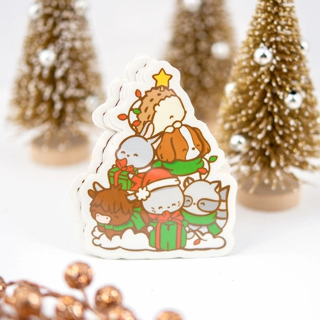 synthetic Critter Christmas Tree Vinyl Sticker