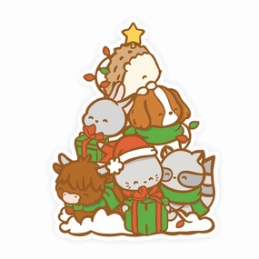 refined Critter Christmas Tree Vinyl Sticker