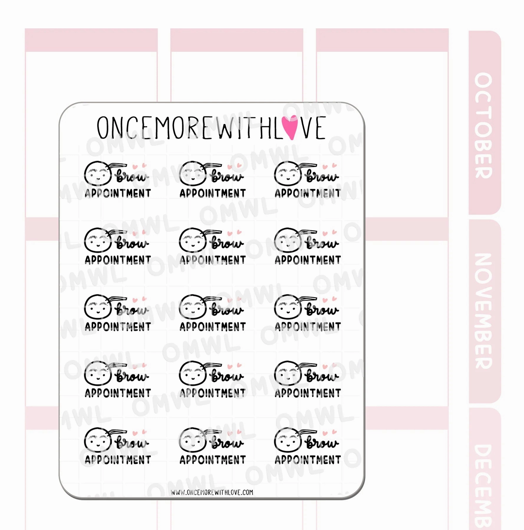 M1117 Brow Appointment Sticker Sheet mini