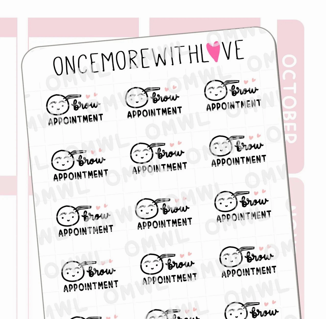 glossy M1117 Brow Appointment Sticker Sheet
